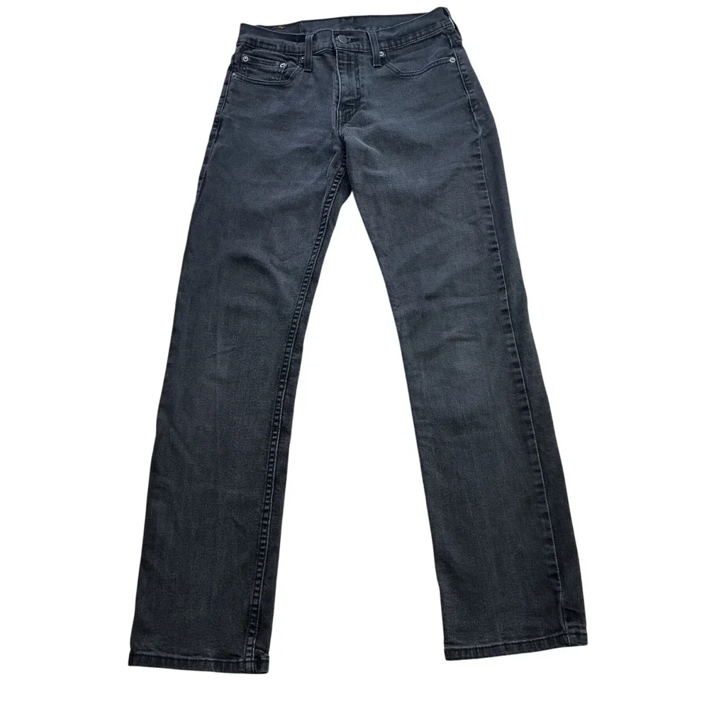 Levis 514 Mens Straight Fit Jeans Black Faded Denim 30x31 00514-0730 Cotton